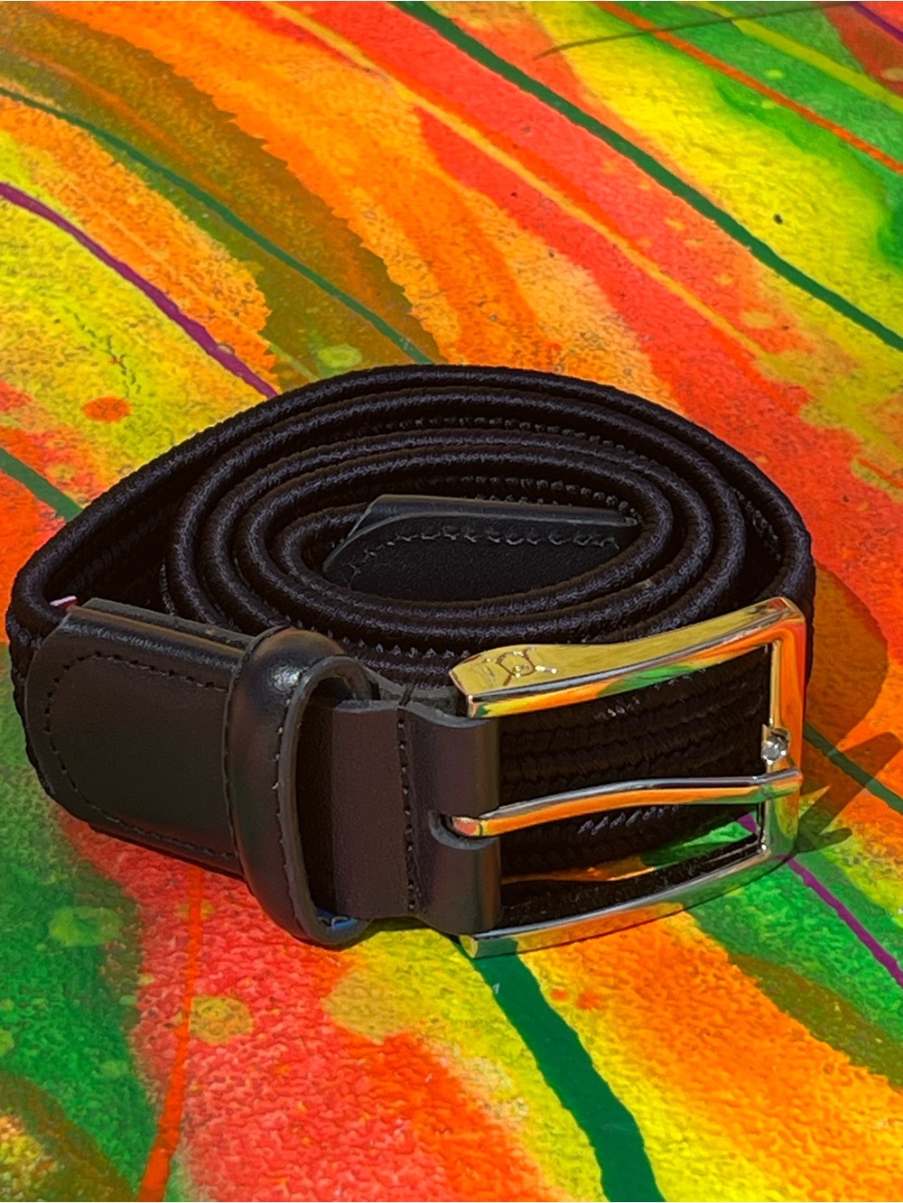 Ghost golf Classic Men's Navy stretch, braided Belt with Polished Silver Buckle